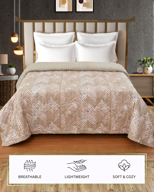 Furnofy 200 GSM Premium King Size Reversible Comforter/Quilt (220x224 cm) - Microfiber, Pack of 1, Abstract Brown