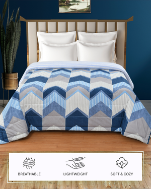 Furnofy 220 GSM Premium King Size Reversible Comforter/Quilt (220x224 cm) - Microfiber, Pack of 1, Abstract Blue