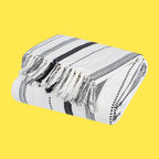 Furnofy Cotton Sofa Throws for Home Decor (127 x 152) Cms - White Stripe