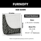 Furnofy Premium Fitted Double Bedsheet with 2 Pillow Covers (L-78" x B-72" + 6" Pocket) - Fitted, White & Black