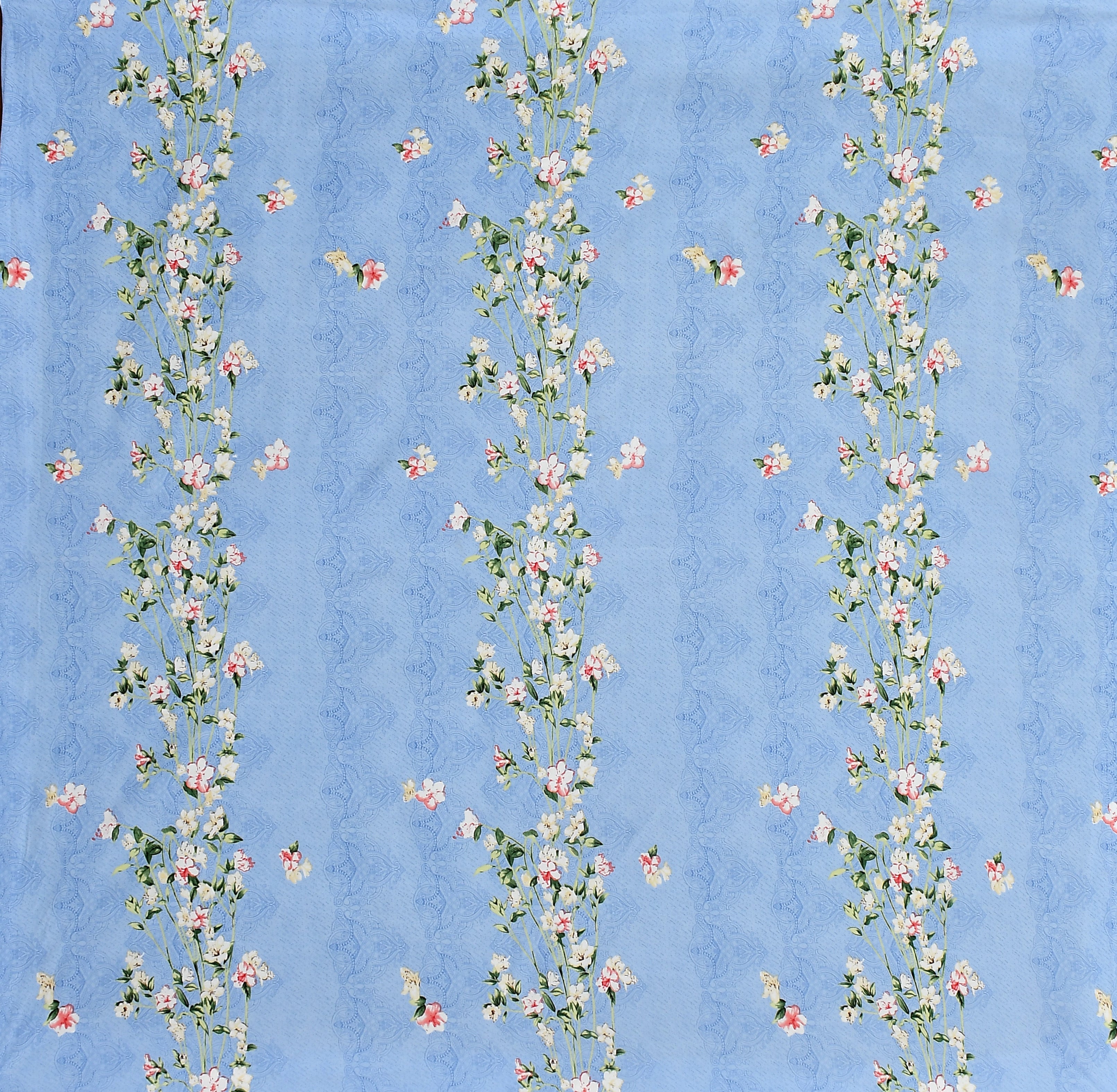 Furnofy 140 GSM Fitted King Size Bedsheet (78"x72" + 6" Pocket Size) with 2 Pillow Covers (18x27 inches) - Floral, Blue