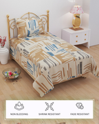 Furnofy 140 GSM Flat Single Bedsheet (60x90 inches) with 1 Pillow Cover (18x 27 inches) - Abstract Light Multicolors