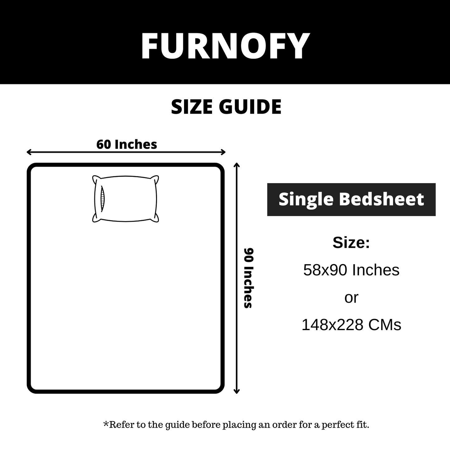 Furnofy 140 GSM Flat Single Bedsheet (60x90 inches) with 1 Pillow Cover (18x 27 inches) - Abstract Sky Blue