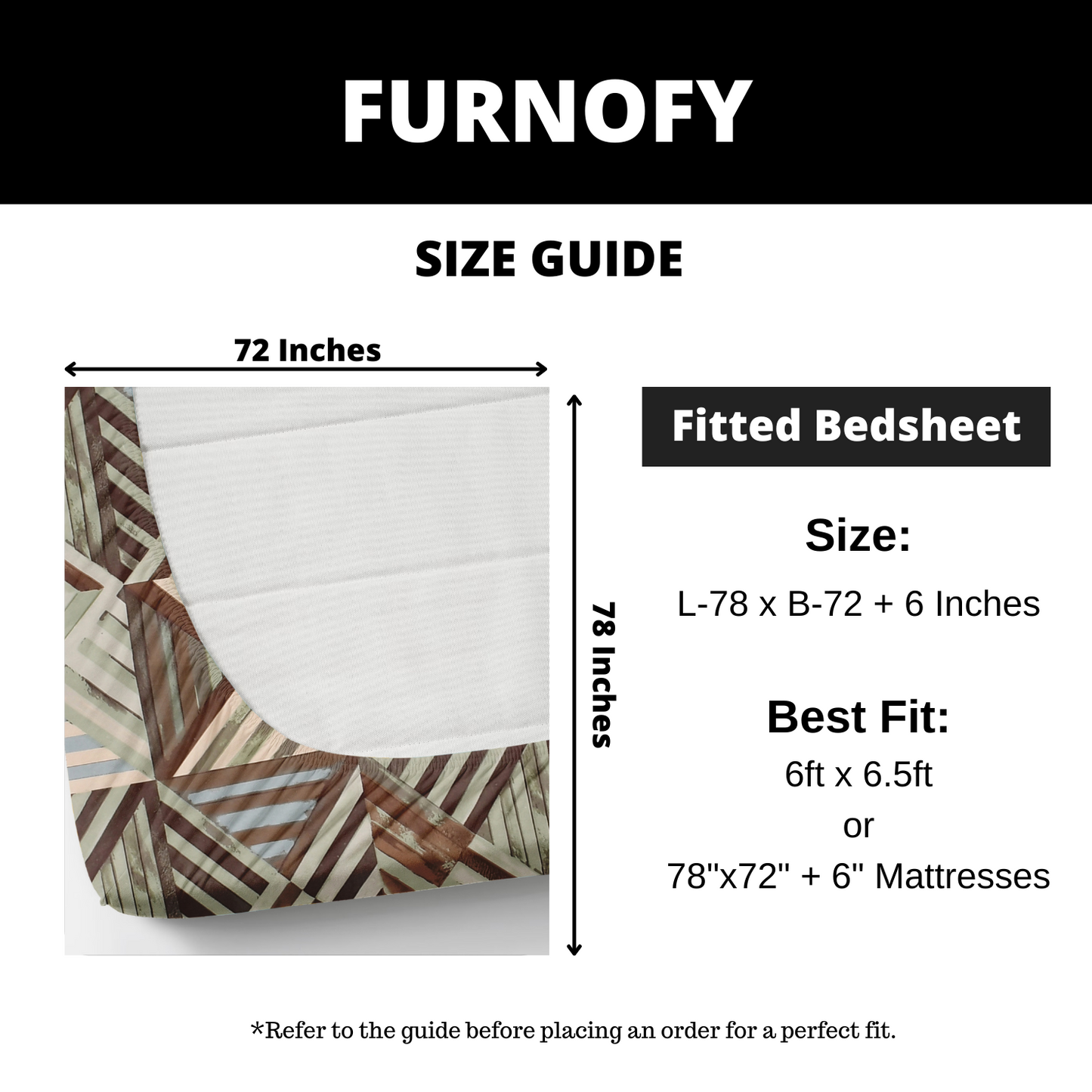 Furnofy 140 GSM Fitted  Double Bedsheet (78"x72" + 6" Pocket Size) with 2 Pillow Covers (18x27 inches) - Abstract Brown