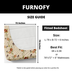 Furnofy 140 GSM Fitted Bedsheet (L-78 x B-72 + 6" Pocket) with 2 Pillow Covers - Fitted, Floral Print, Soft & Stretchable