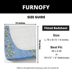 Furnofy 140 GSM Fitted King Size Bedsheet (78"x72" + 6" Pocket Size) with 2 Pillow Covers (18x27 inches) - Floral, Blue