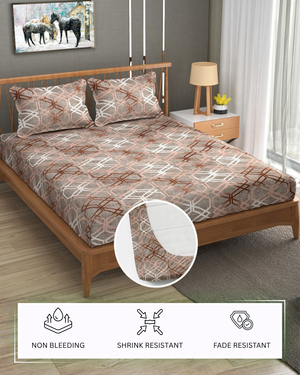 Furnofy 140 GSM Fitted  Double Bedsheet (78