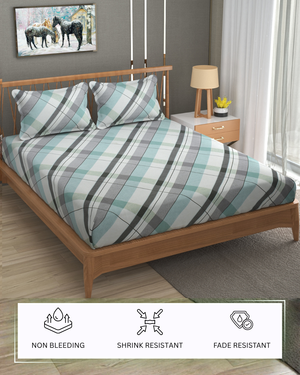 Furnofy Premium Fitted Double Bedsheet with 2 Pillow Covers (L-78