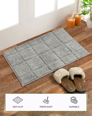 Furnofy Antiskid Lightweight Fluffy Doormats (Pack of 1, 40x60 CMs) - Light Grey