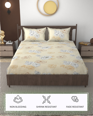 Furnofy 140 GSM Fitted  Double Bedsheet (78