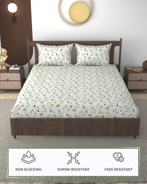 Furnofy 140 GSM Fitted  Double Bedsheet (78