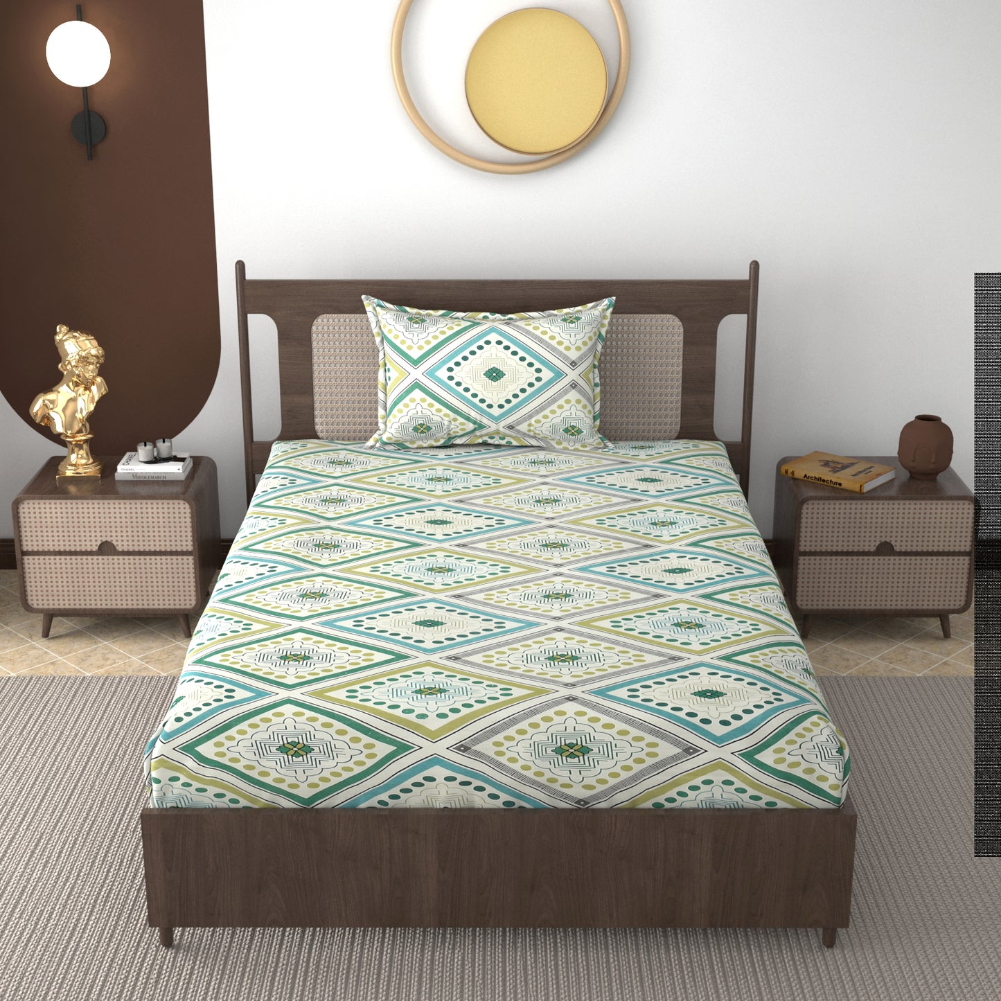 Furnofy 140 GSM Elastic Fitted Single Bedsheet (78 * 48 inches with 6" to 8" Pocket Size) with 1 Pillow Cover (18x 27 inches) - Multicolors